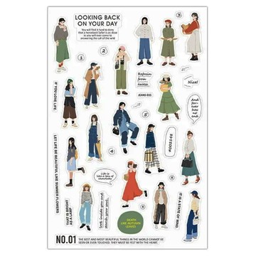 infeelME 暖空紙品 街拍女孩裝飾貼紙 3張Set NT-30  清新奶鹽  1組