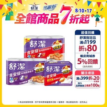 【Kleenex 舒潔】食安級耐用廚房紙巾 - 大小隨意撕/大尺寸/抽取式廚紙 (箱購)