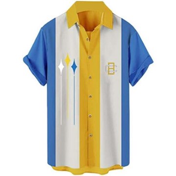 Beach 3D loose lapel short-sleeved shirt  沙灘3D寬松翻領襯衣