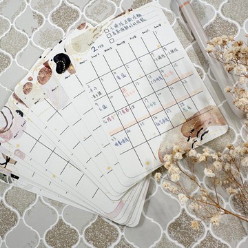 玫茶無時效月曆貼紙(A6尺寸/導圓角)