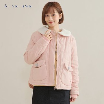 a la sha 毛毛小熊領鋪棉外套