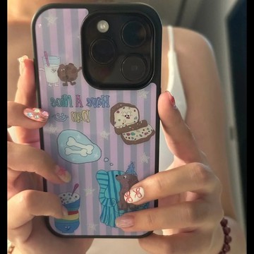 新品手機殼.ins風卡通曲奇小狗iPhone16/15Promax手機殼14可愛13女12/11黑邊x