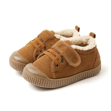 韓國 OZKIZ - 腳趾保護保暖羊羔絨休閒鞋-焦糖棕
