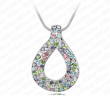 現貨+預購 925純銀項鍊 鑲鑽吊墜-繽紛絢麗流行百搭母親節生日情人節禮物女飾品6色73aj616【獨家進口】【米蘭精品】