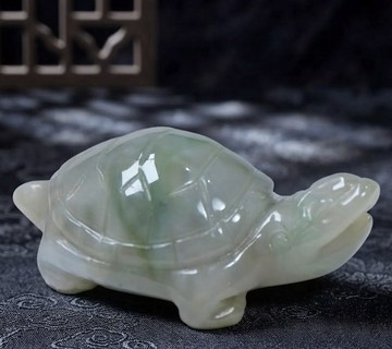【吉祥‧長壽】飄花翡翠烏龜 | 天然緬甸A貨翡翠 | 送禮