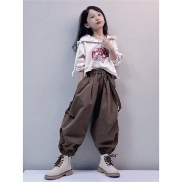 女童春季褲子韓版兒童女孩設計感衛褲中大童時髦洋氣工裝褲春秋款