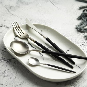 銀色系列刀叉勺套裝304不銹鋼拉絲面刀叉勺西餐刀叉餐具咖啡勺子