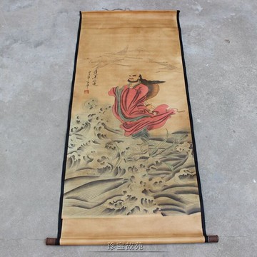 仿古中堂畫字畫影視道具卷軸畫蓬萊仙境圖書房辦公室中堂裝飾掛畫