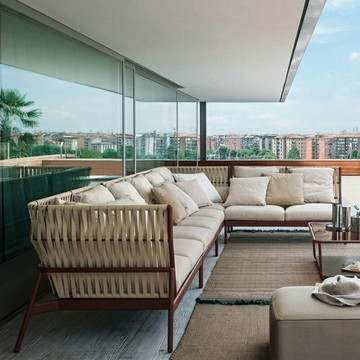 優樂悅~戶外庭院沙發防水防曬花園家具室外定制藤編藤椅雙人沙發別墅酒店