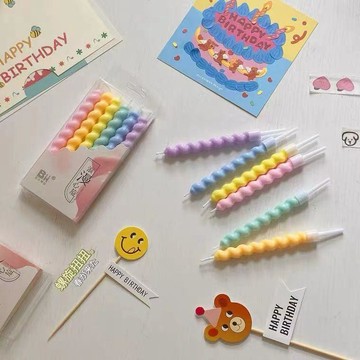 💛臺灣有貨🚀🚀💛免運💛可開發票💛韓國彩色旋轉蠟燭螺旋蠟燭生日蠟燭ins風派對氣氛裝飾用品可愛