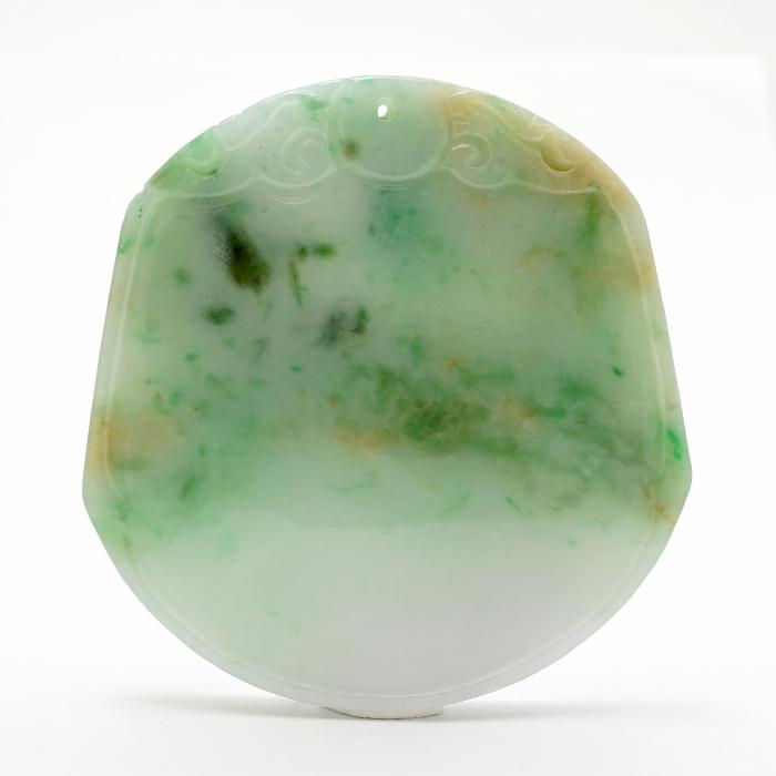 ミャンマー翡翠 鯉×如意 彫り物 プレート 一点もの Jade Jadeite ひすい ヒスイ 翡翠 お守り 彫物 天然石 パワーストーン カラーストーン