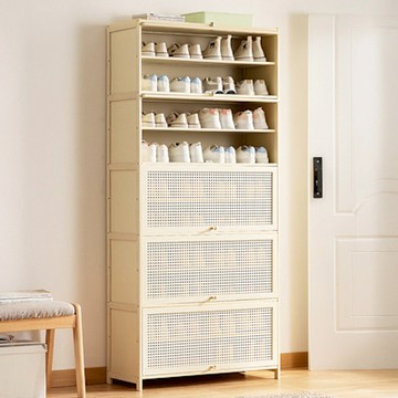 Happylife 奶油色網紋翻門鞋櫃 十一層80公分 Y12233