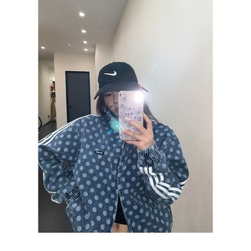【RICECAKE & OISIS】美式水洗 做舊波點 短款牛仔外套 高級感 百搭 夾克 女