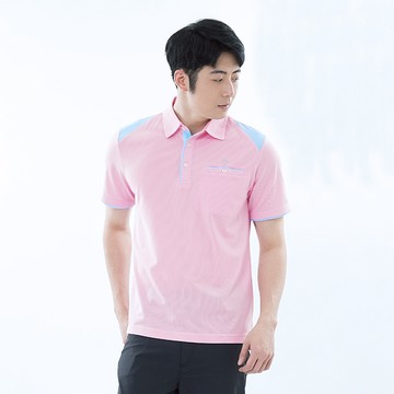 遊遍天下 男款抗UV吸濕排汗機能POLO衫GS1043粉藍