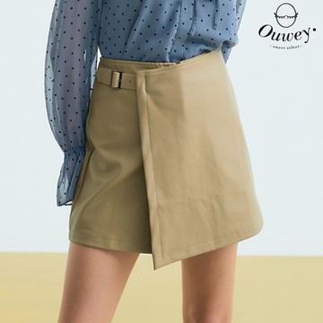 OUWEY歐薇 質感個性早秋皮革褲裙(卡其色；S-L)3233432403