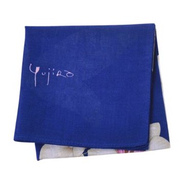 Yujino 悠井野日本製優雅蘭花圖騰帕領巾(深藍系/48CM)