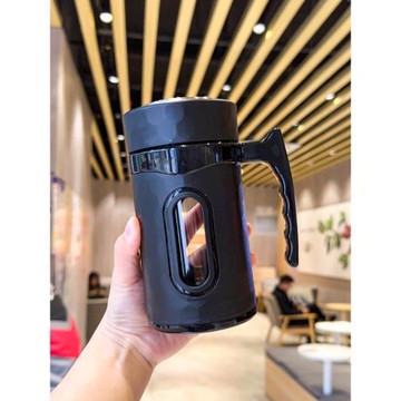 高檔雙層隔熱玻璃杯夏季天高顏值帶把手泡茶杯子男女士家用帶手柄