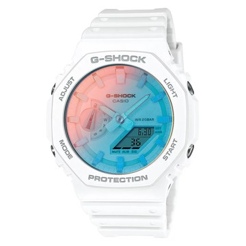 CASIO 卡西歐 G-SHOCK 2100八角彩色鏡面手錶 GA-2100TL-7ADR  白色