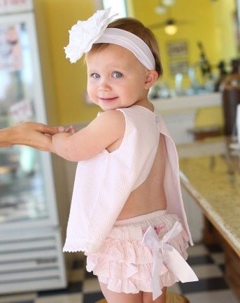 2015 春夏 大蝴蝶結淺粉色條紋 RuffleButt Bloomers