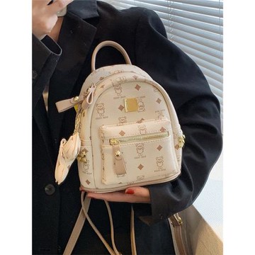 韓版小熊雙肩包女2025新款時尚可愛森系迷你背包女生逛街皮質包包