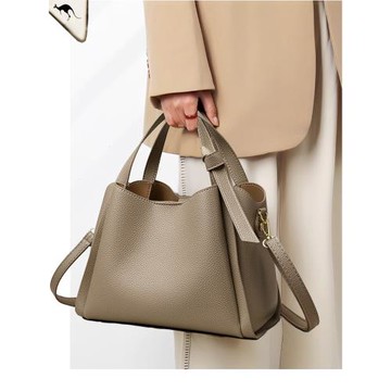 菜籃子水桶包真皮2025新款軟皮手提包包女送媽媽大氣中年托特斜挎