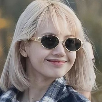 橢圓太陽鏡2023新款女金屬網紅街拍太陽眼鏡復古lisa同款拍照墨鏡