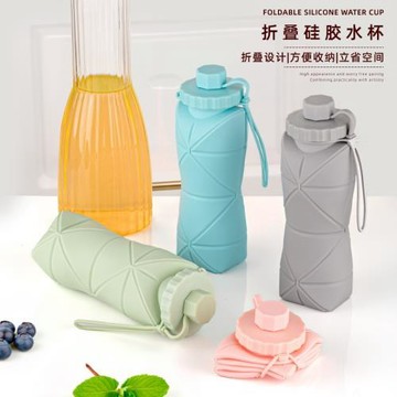 家用硅膠折疊水杯大容量便攜戶外運動水壺可伸縮杯旅行隨手杯批發
