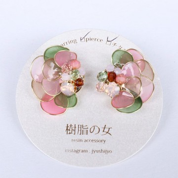 耳語花耳環粉色
