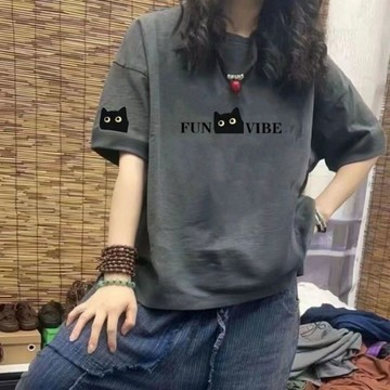 台灣现貨100%純棉t恤 t恤女 短袖上衣 純棉短袖 大尺碼上衣 寬鬆上衣 夏季上衣 洋氣上衣 圓領上衣 卡通印花 短袖