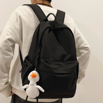 ins大容量簡約純色背包初中高中生雙肩包男日系書包女大學生韓版