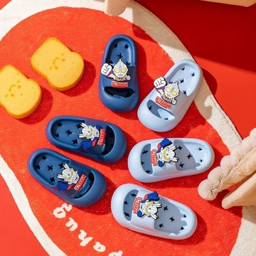 【臺灣-出貨】兒童奧特曼男童夏季室內軟底浴室防滑小孩漏水速幹防臭洞洞涼拖鞋