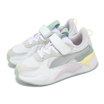 Puma 休閒鞋 RS-X Metallic AC+PS 中童 白 綠 魔鬼氈 小朋友 拼接 緩衝 39198510