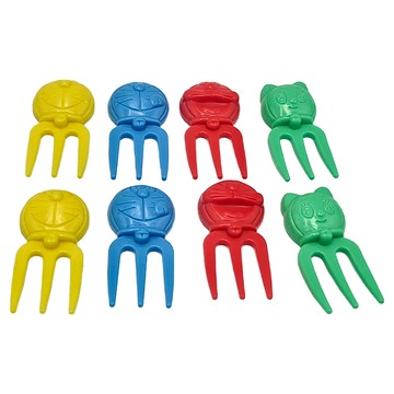 BANDAI 哆啦A夢食物叉套裝 8本入  哆啦A夢 藍色 + 紅色 + 綠色 + 黃色  食物叉  1組