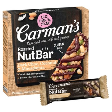 [澳洲 Carman s] 黑可可夏威夷豆堅果棒 (5條/盒)