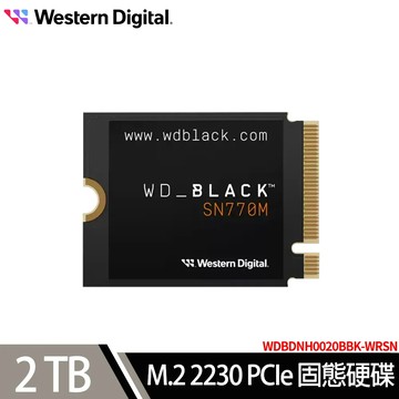 WD Black黑標 SN770M 2TB M.2 2230 PCIe 4.0 NVMe SSD固態硬碟