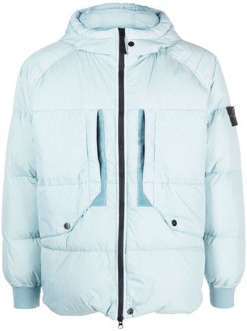 Stone Island - Compass-patch padded jacket - men - Polyamide/Polyurethane Resin/Polyamide/Polyurethane Resin/Recycled Nylon/Down/Feather - XL - Blue
