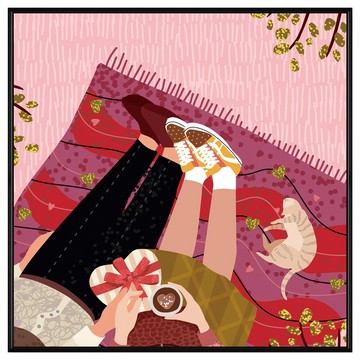 BOLUO GALLERY 菠蘿選畫所 此刻相依偎 APLS6629B 掛畫  60 x 60cm  黑色