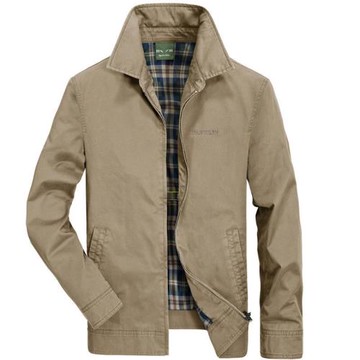 春秋款男士夾克中年爸爸大碼全棉翻領寬松運動休閑薄款男裝外套男