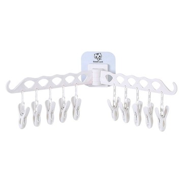 葉子小舖 無痕曬襪曬衣架 10夾  1個  白色