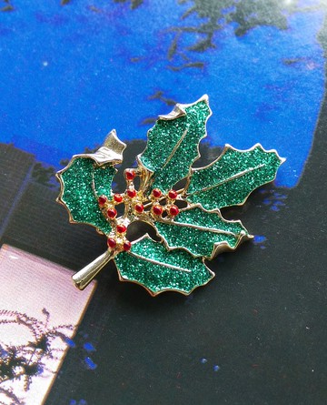 Vintage Jewelry 西洋古董飾品 聖誕冬青 別針