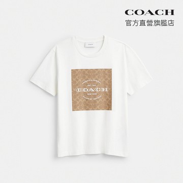 【COACH】經典SIGNATURE SQUARE T恤-白色(CCB97)｜官方直營