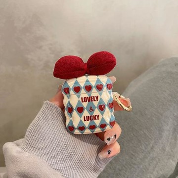 ins風復古格子愛心蝴蝶結AirPodspro保護套蘋果無線藍牙耳機保護殼airpods1/2/3代網紅小眾高級感pro2潮防摔