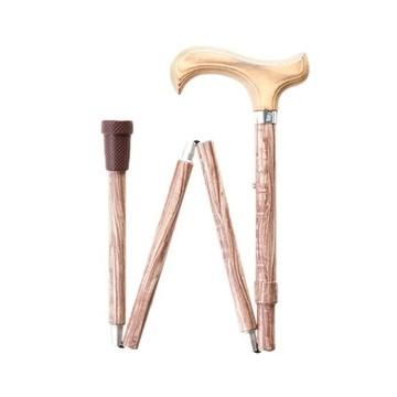 【海夫健康】Merry Sticks 悅杖醫療用手杖(未滅菌)天然木紋系列 白楊木握柄 EZJoint折疊手杖(玫瑰木)