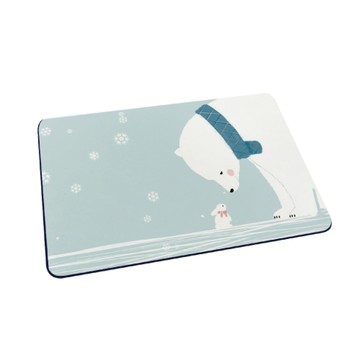 台灣製造 熊熊系列 軟式珪藻土地墊 吸水地墊-白雪熊熊60*40*0.5cm_廠商直送