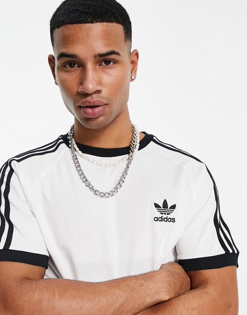 adidas Originals three stripe t-shirt in white