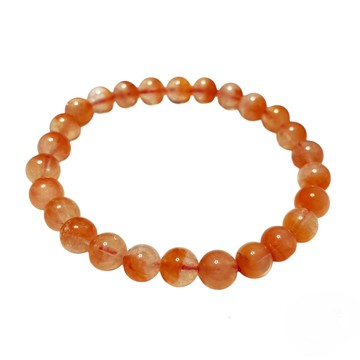 A1寶石 紅兔毛水晶手 附白水晶碎石 H-01 13g  7mm  橘色