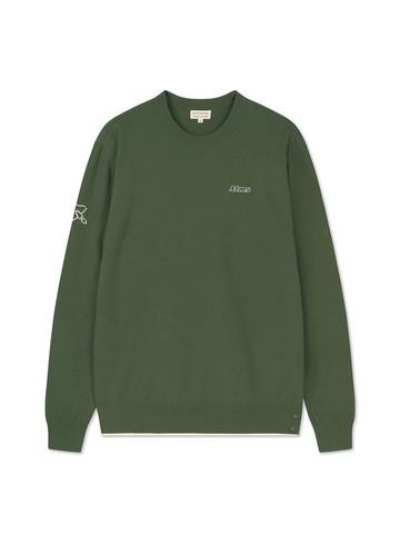 Spaceship Round Neck Knit Men's Golf [Khaki]