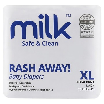 milk 鎖水芯牛奶尿布 褲型 12kg以上  30片  特大碼 (XL)