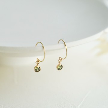 【ZUZU JEWELRY】橄欖綠小圓鑽耳環｜輕珠寶｜14k包金。生日禮物