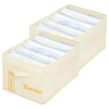 手提衣褲收納 7格 牛仔  米色  2個  25 x 20cm